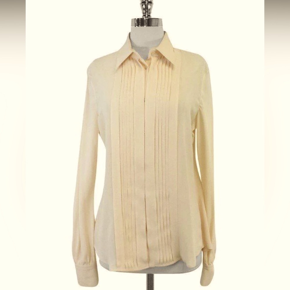 Loro Piana - Charlize cream Silk Blouse 12 nwt luxury Italian classic summer